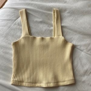 American Eagle cropped light yellow tank